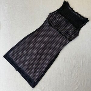 Exotica USA Black Lace Mini Dress Light Pink Lining Sleeveless XS Vintage Style